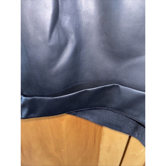 Express Faux Leather Romper Black New Strapless Pockets Belted Lined Cuffed 14 - Picture 5 of 9